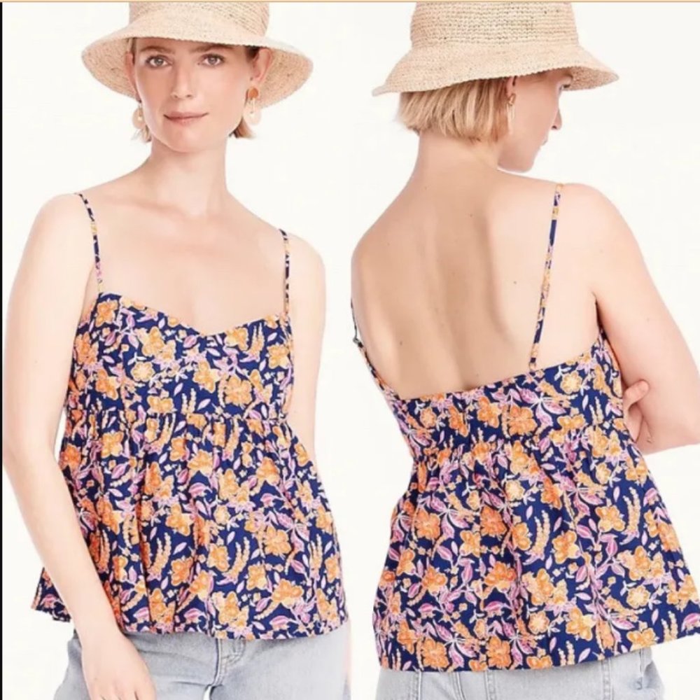 NWT J. Crew Flowy Cotton Poplin Camisole in Painted Block Print